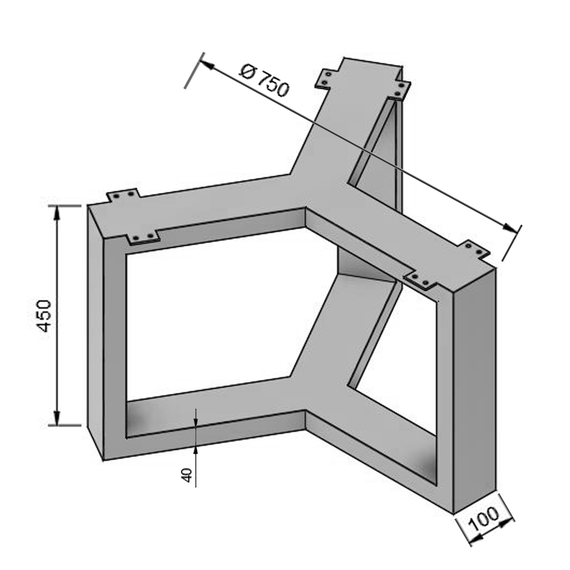 Подстолье каркас для журнального стола из металла Ø=750mm, H=450mm Серый | Зображення 3