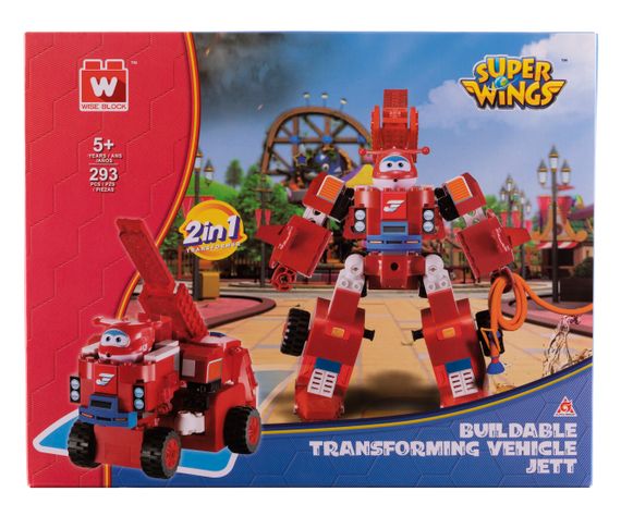 Конструктор-трансформер Super Wings Small Blocks 2-in-1 Buildable Transforming Vehicle Jett, Джетт (EU385005) | Зображення 6