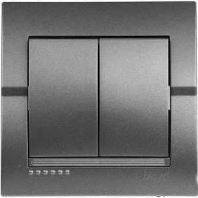 DERIY темно-сірий металік Вимикач внутрішній 2кл Лезард