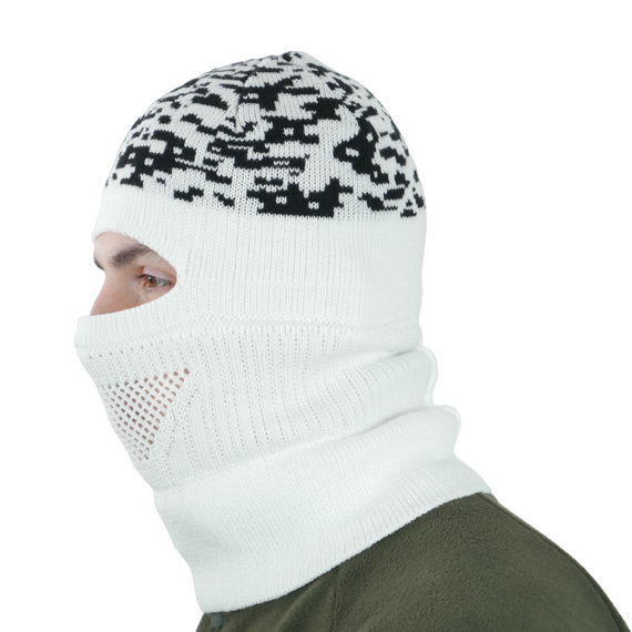 Шапка-балаклава вязаная белый пиксель | Зображення 4