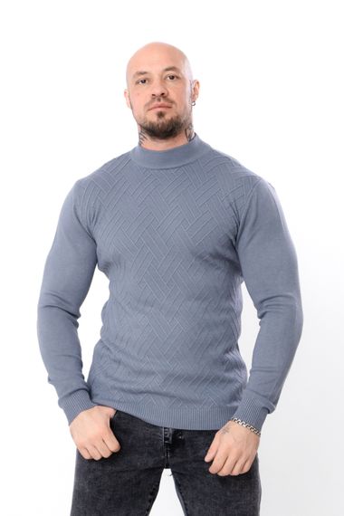 Утеплений чоловічий джемпер однотонний  з високим коміром Носи своє 3XL Графітовий (p-18083-213527) | Зображення 2