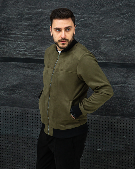 Бомбер замшевый хаки S M | Зображення 4