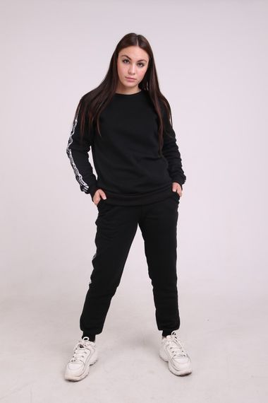 Штаны утеплённые чёрные с лампасами Adidas Duo | Зображення 1