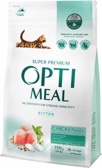 Сухой корм для котят Optimeal со вкусом курицы 700 г 4820215364706