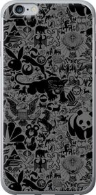 Чехол на iPhone 6 Plus Чёрно-серый стикер бомбинг "2432u-48-17620"