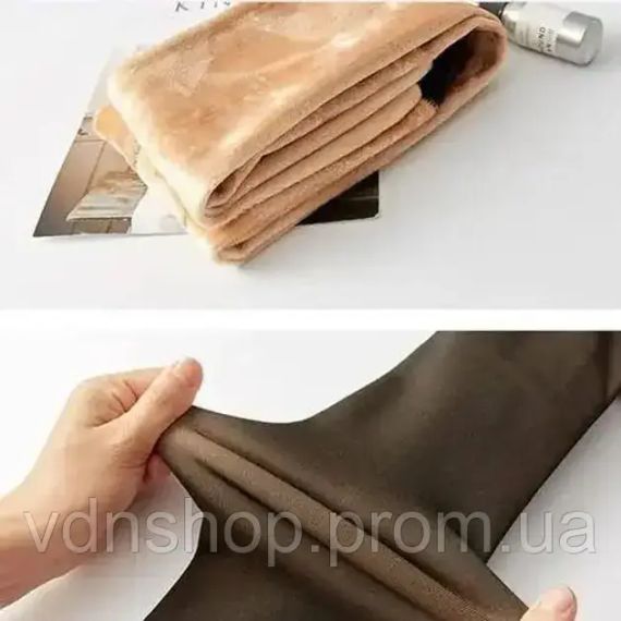 Капроновые зимние колготки 100 den,термо колготы на флисе-меху с начесом утепленные с эффектом голых ножек | Зображення 2