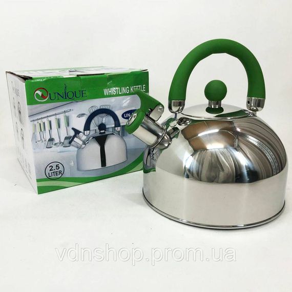Хороший чайник со свистком Unique, Чайник с эргономичной ручкой метталический газовый GN-38 | Зображення 1