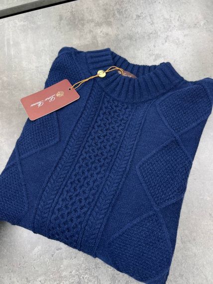 Светр Loro Piana синього кольору з імітацією в'язання sg288 | Зображення 6