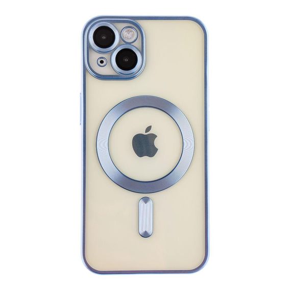 Чехол TPU Metallic Chrome з повним захистом камери with Magsafe для Iphone 14 Цвет Chrome Синій | Зображення 3
