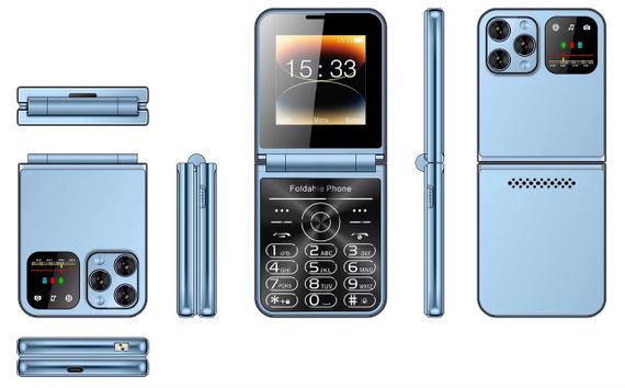 Кнопковий мобільний телефон розкладачка AIEK I16 Max на 4 сім карти Blue | Зображення 7