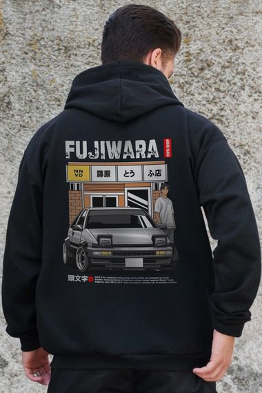 Утеплене зіп худі на флісі зіпер з принтом Fujiwara Without Kane Black