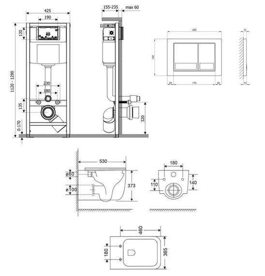Набір Qtap Nest 4 в 1 підвісний унітаз Gemini Ultra Quiet 530х365х373 + комплект інсталяції QT2533076EUQW46160 | Зображення 1