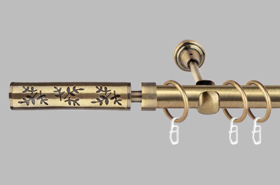 Карниз для штор однорядний металевий 19 мм, Флора (комплект) 300 див.