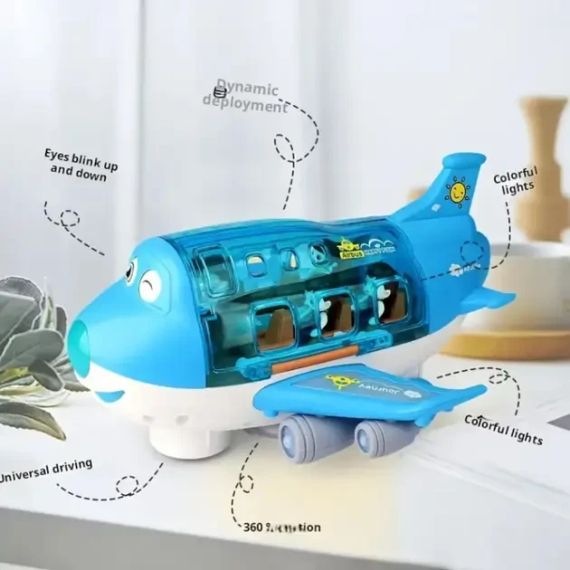 Игрушечный музыкальный самолет с пассажирами, двигается, вращается 360  Airliner Light Music 8811-16 | Зображення 2