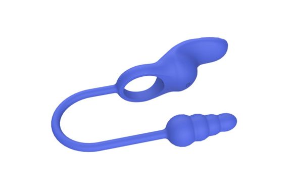 Ерекційне кільце з анальним плагом Chisa Kissen Dally вібруюче, синє sexstyle | Зображення 2