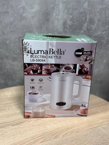 Электрический чайник Luma Bella LB-59044 1,8л двойные стенки нержавеющая сталь автовыключение 1500 Вт Белый | Зображення 6