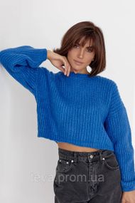 Короткий в'язаний джемпер oversize колір синій FL_000678