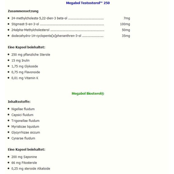 Бустер тестостерону Megabol Testosterol 250 (natural prohormony) 30 cаps | Зображення 2