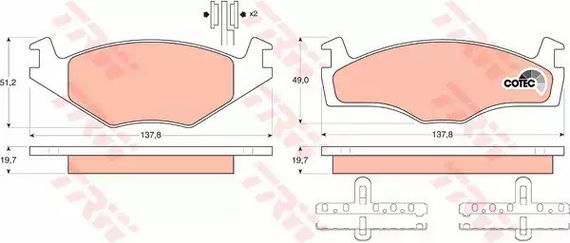 Колодки передні гальмівні VAG, TRW (GDB454) (1S0698151C) | Зображення 4