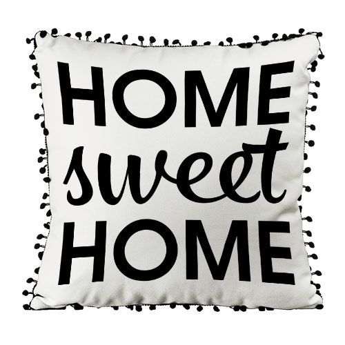 Подушка із мішковини з помпонами Home sweet home 45x45 см (45PHBP_URB007)