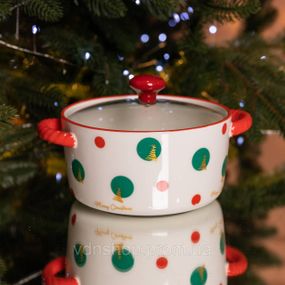 Супница фарфоровая Christmas Tree новогодняя  800 (мл) с крышкой Yiwu FM-CS-9D