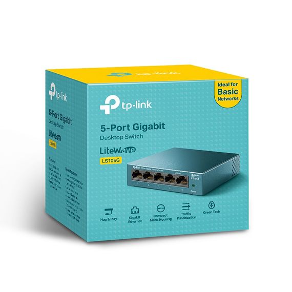 Коммутатор TP-LINK LiteWave LS105G 5xGE неуправляемый метал. корпус (LS105G) | Зображення 4