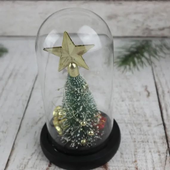 Нічник новорічна ялинка у скляній колбі gold star | Зображення 6