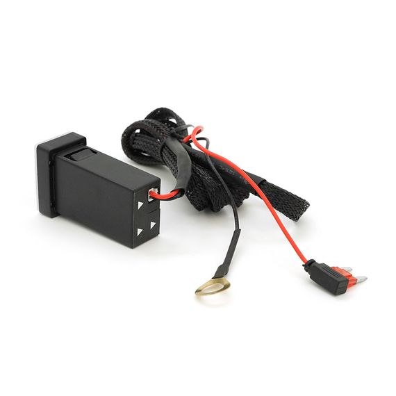 АЗУ врізне 60W-D01T03-Fuse, PD+QC, Type-C: 30W, USB: 30W, LED підсвічування, комплект проводів під паяння з запобіжником, | Зображення 3
