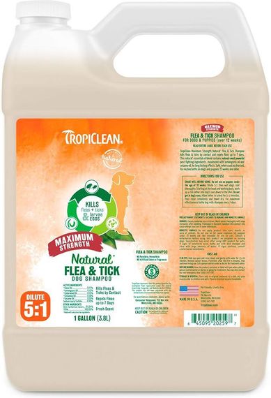 Шампунь від бліх і кліщів, для собак TropiClean Flea & Tick "Максимальна сила" (разлив)