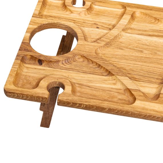 Винний столик-менажниця з дерева 50×30 см прямокутний на ніжках дуб BWS500180 | Зображення 3