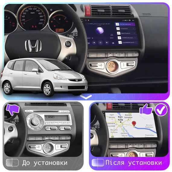 Штатная магнитола Lesko для Honda Fit I Auto AC 2001-2008 экран 9" 4/32Gb 4G Wi-Fi GPS Top Хонда Фит | Зображення 2