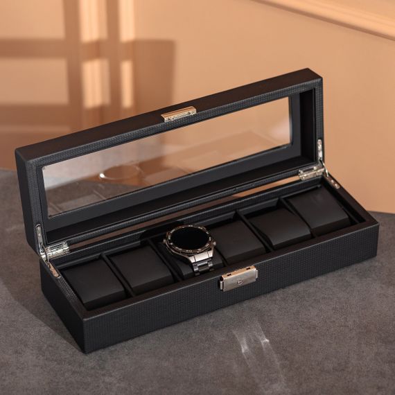 Шкатулка для наручных часов 35.5×11.5×8 см кейс для хранения часов на 6 отсеков | Зображення 4