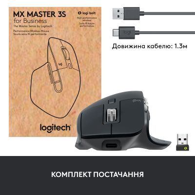 Мышка Logitech MX Master 3S for Business Performance Wireless/Bluetooth Graphite (910-006582) (910-006582) | Зображення 9