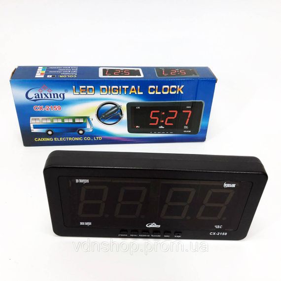 Настільний годинник з цифрами Caixing CX 2159 12В 220В, Настільний годинник з функцією підсвічування EA-31 | Зображення 5