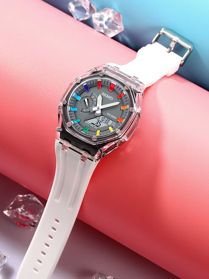 Наручний годинник Skmei 2100WTGY White-Grey | Зображення 3