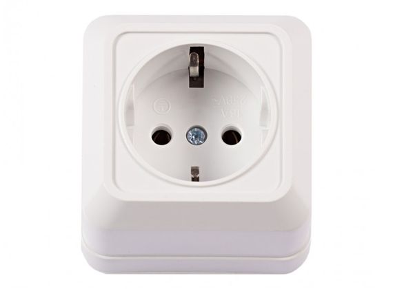 Розетка накладная 1-а з заземленням (біла) IP20 Leon Ny95000061