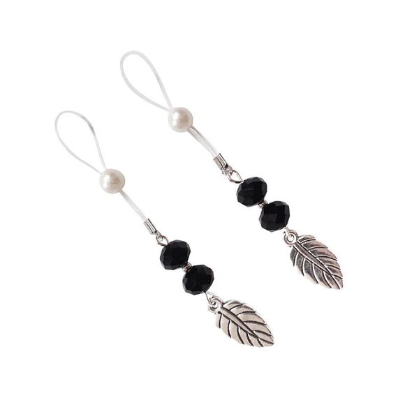 Сексуальные украшения для сосков с листиком Nipple Jewelry Leaf, цвет черный | Зображення 3