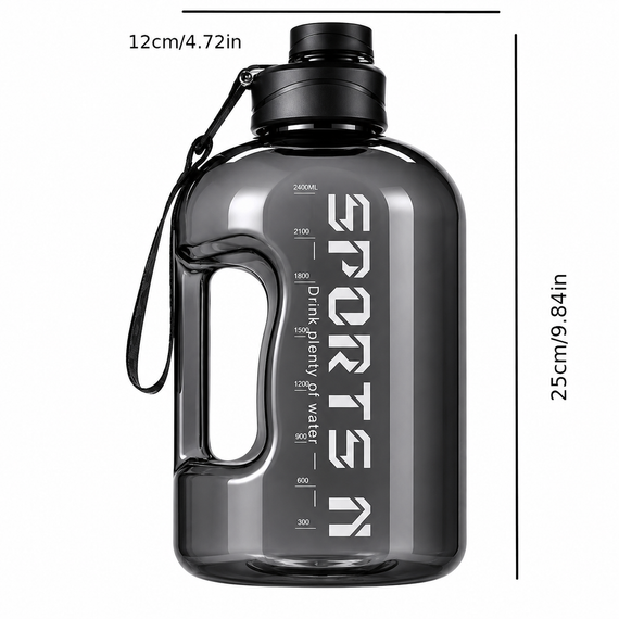 Бутылка SPORTS 2700 мл - Черная BPA-free, ударопрочная, с герметичной крышкой и усиленной ручкой | Зображення 1