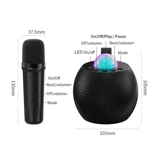 Портативна колонка (Z1) (Bluetooth, LED, 2 мікроф., проекція) (Чорна, біла, рожева) | Зображення 1