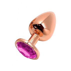Металлическая анальная пробка Wooomy Tralalo Rose Gold Metal Plug Magenta L, диаметр 4 см, длина 9см Sex Aura