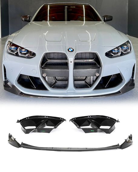 Накладка на передній бампер Lip V4 (для G82/G83, Карбон) для BMW 4 серія G22/23/26 2020- рр