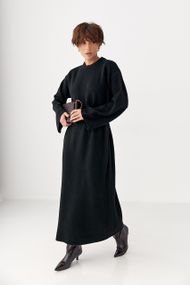 Довга в'язана вільна сукня - чорний цвет, ONE SIZE (є розміри)