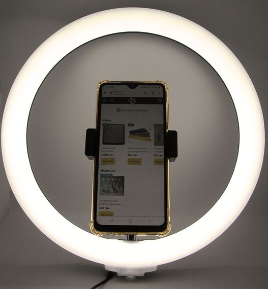 Лампа селфі LED кільцева світлодіодна кільце 32 см з тримачем для телефона та кріпленням під штатив | Зображення 1