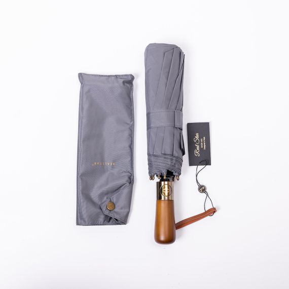 Парасолька автоматична з дерев'яною ручкою класична з поліестеру діаметр 116 см Сірий HP-23-8G | Зображення 5