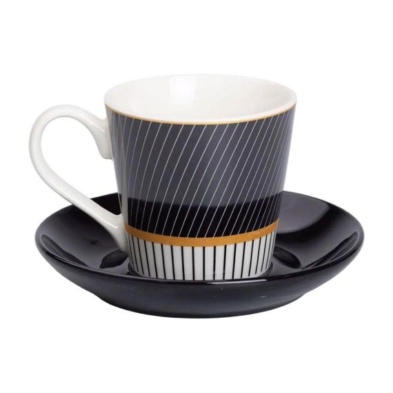 Фарфоровая чашка с черным блюдцем 200 мл RX-N24708BW