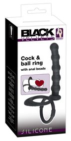 Кольцо на пенис и мошонку с анальным ожерельем sexstyle