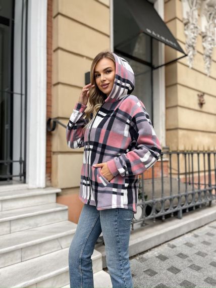 Женская теплая флисовая рубашка в клетку ALI302 цвет розовый, размер 58/60 | Зображення 3