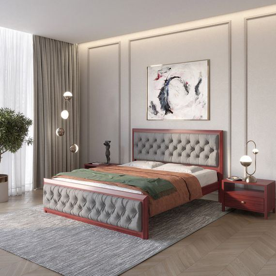 Двоспальне дерев&#039;яне ліжко Mebigrand Барселона Б3 Махонь/Аляска 93 (Сірий) 160х200 см (MBG-13689)