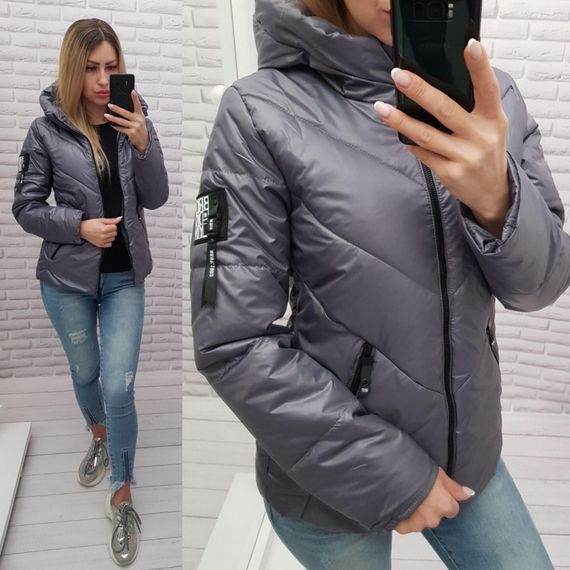 Жіноча демісезонна куртка, арт. 1008, темно сірий графіт | Зображення 2