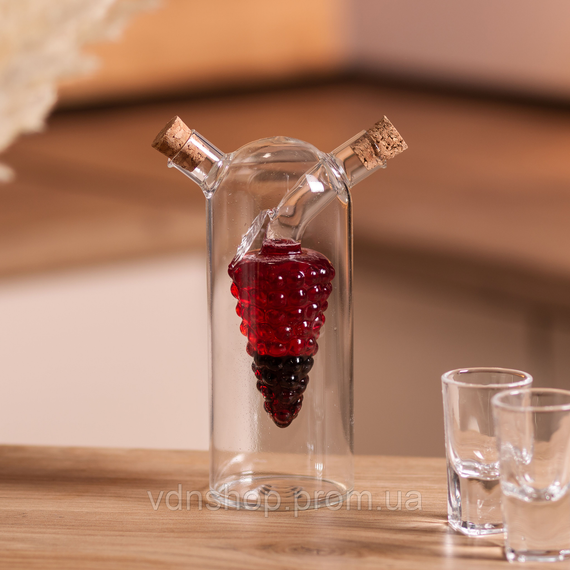 Пляшка для олії та оцту 2 в 1 скляна 380 мл для оливкової, соняшникової олії та оцту HP-34-14 | Зображення 4